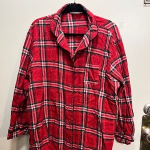 Red Plaid Flannel Nightshirt Size 20